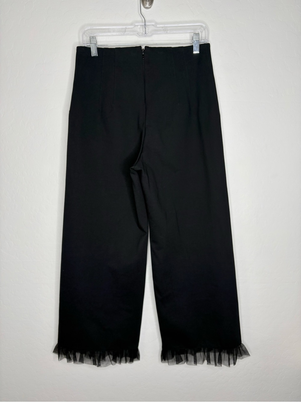 Anthropologie Maeve The Colette Crop Wide Leg Pants Black Ruffle-Hem Size 29 - Picture 6 of 11